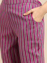Pink Yoke Design Cotton Blend Suit Set