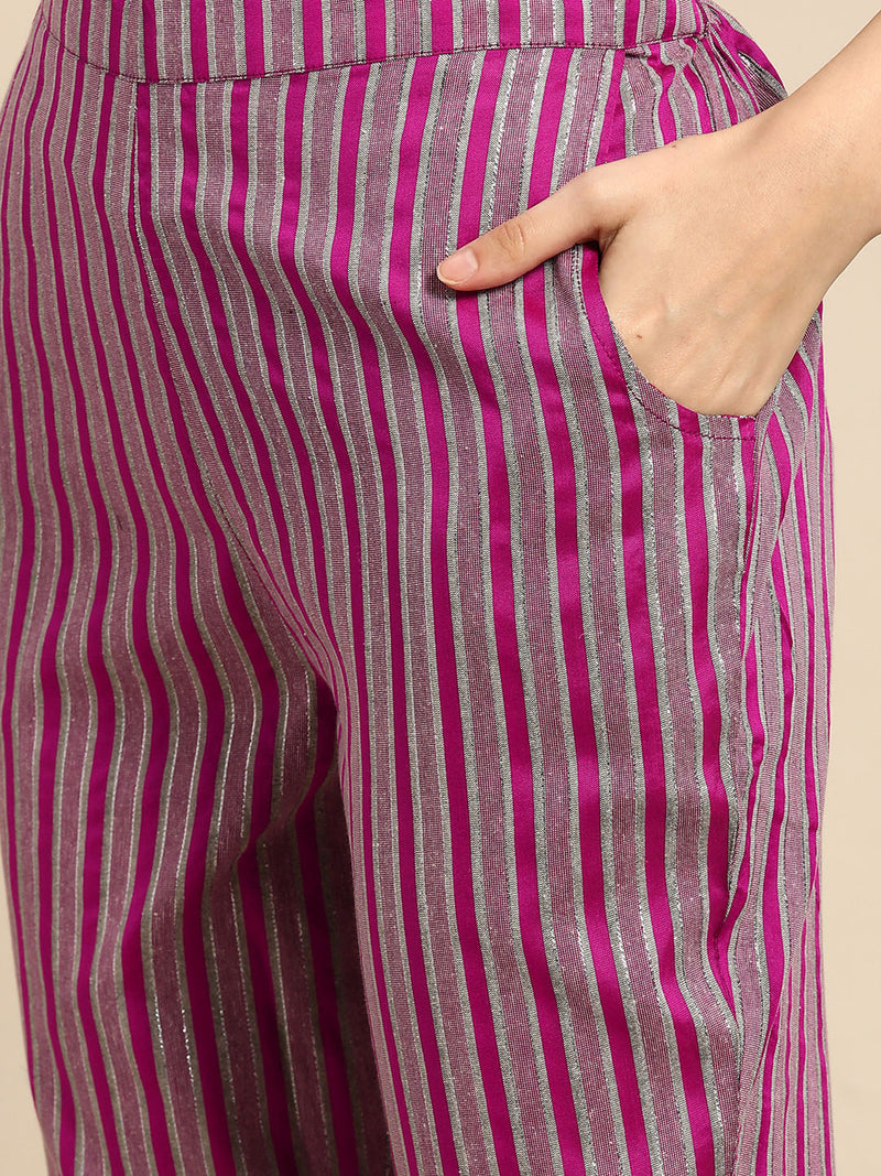 Pink Yoke Design Cotton Blend Suit Set