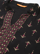 Black Printed Rayon Suit Set