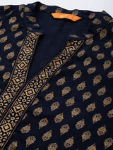Blue Printed Rayon Suit Set