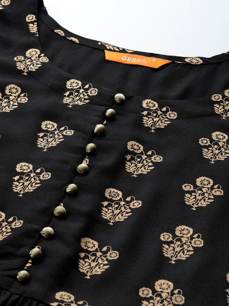 Black Yoke Design Rayon Suit Set