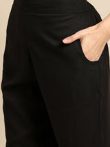 Black Yoke Design Rayon Suit Set