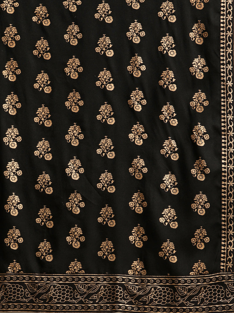 Black Yoke Design Rayon Suit Set