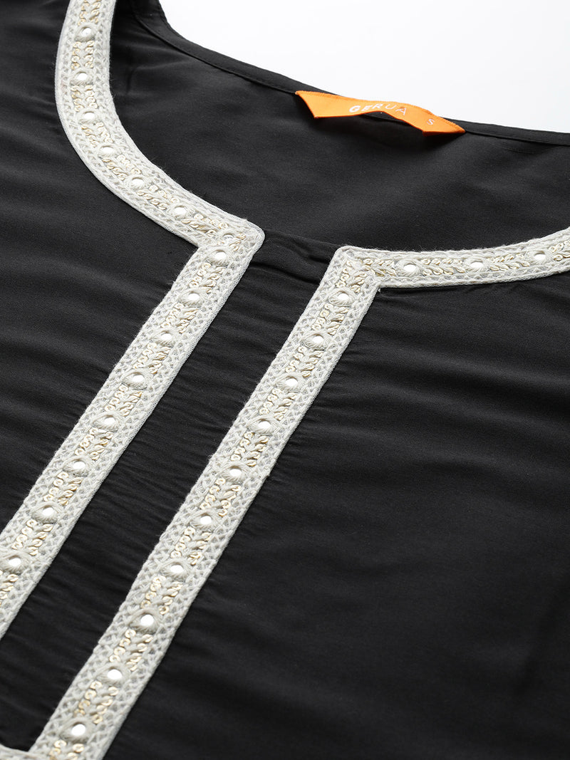 Black Solid Silk Blend Suit Set