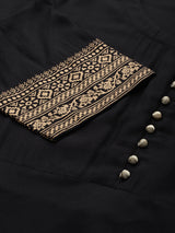 Black Printed Rayon Suit Set