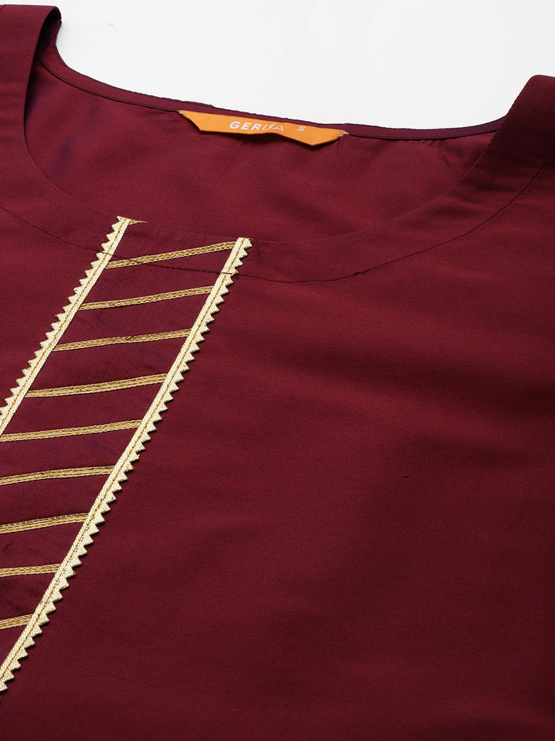 Burgundy Solid Silk Blend Suit Set