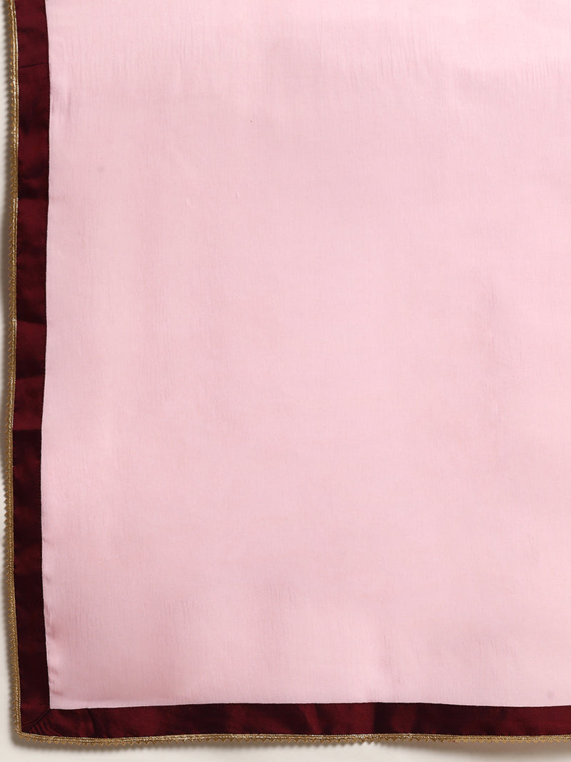 Burgundy Solid Silk Blend Suit Set