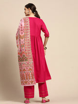 Pink Solid Poly Silk Suit Set