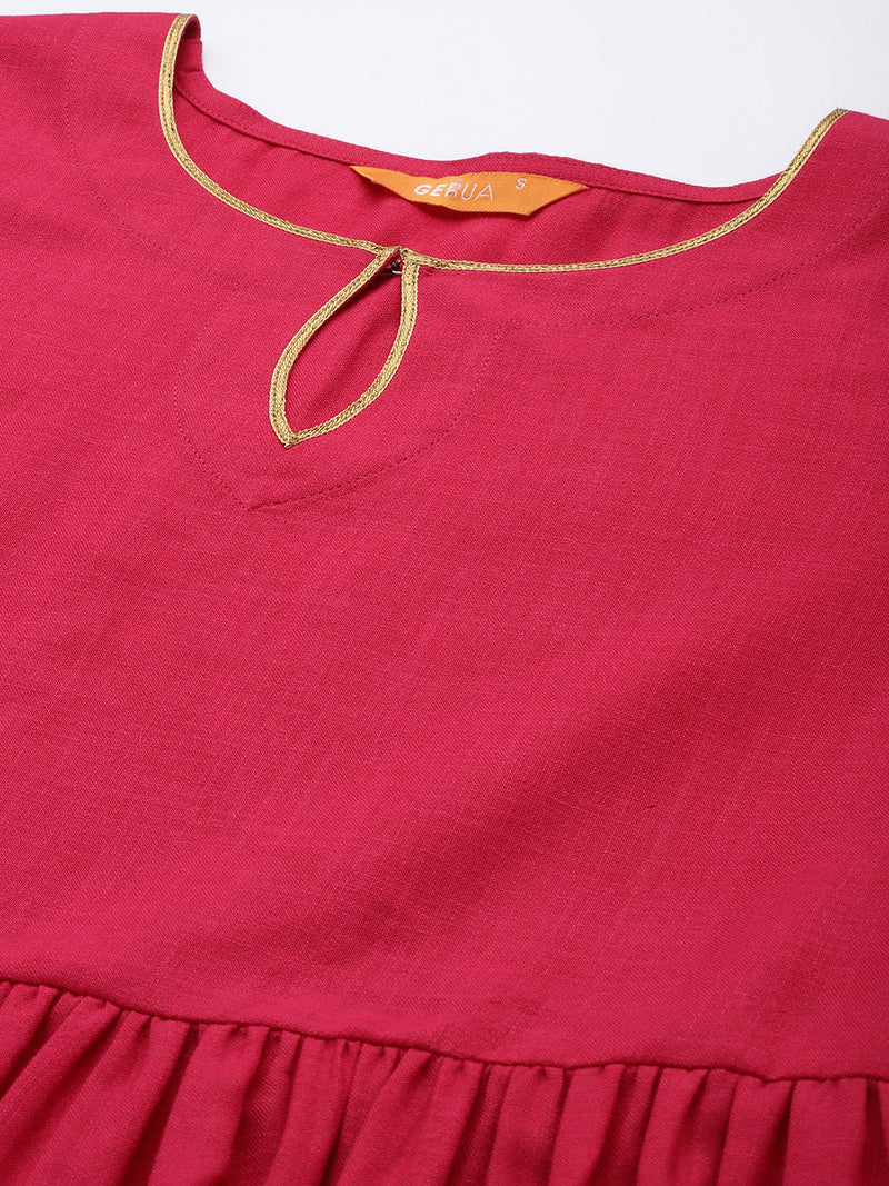 Pink Solid Poly Silk Suit Set