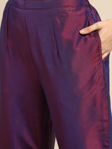 Purple Embroidered Silk Blend Suit Set