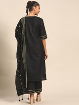Green Yoke Design Silk Blend Suit Set