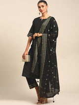 Green Yoke Design Silk Blend Suit Set