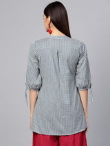 Grey Cotton Printed Aline Kurti