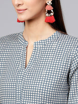 Grey Cotton Printed Aline Kurti