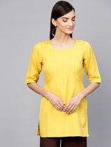 Yellow Rayon Solid Aline Kurti