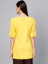 Yellow Rayon Solid Aline Kurti