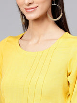Yellow Rayon Solid Aline Kurti