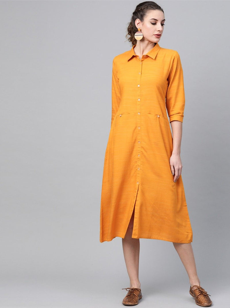 Yellow Rayon Solid Maxi Dress