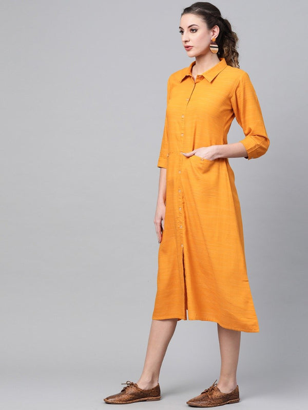 Yellow Rayon Solid Maxi Dress