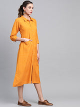 Yellow Rayon Solid Maxi Dress