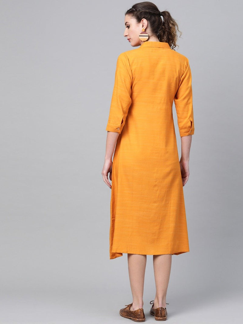 Yellow Rayon Solid Maxi Dress