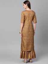 Multi Chanderi Printed Straight Kurta With Frill Palazzo